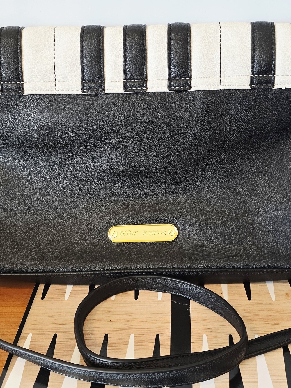 Betsey Johnson Play It Again Piano Themed Shoulder Bag with Gold Accent